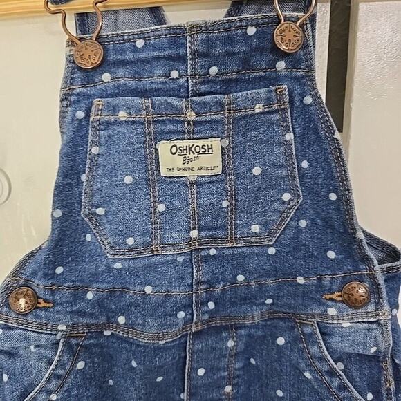 Oshkosh‎ Bgosh 2T Toddler Conductor Stripe Shortalls Polka Dot Overalls Vestbak - Picture 5 of 9